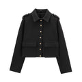 Damen moderne cropped Jacke mit goldenen Druckknöpfen R&B
