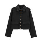 Damen moderne cropped Jacke mit goldenen Druckknöpfen R&B