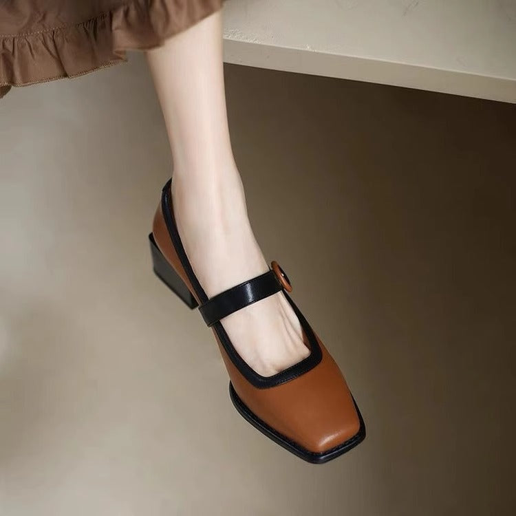 Damen elegante Mules mit Riemen R&B