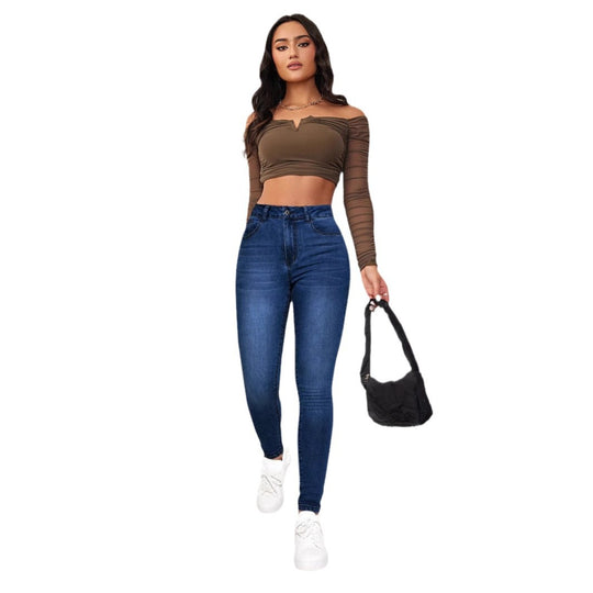 Damen Skinny Jeans mit hohem Bund und figurschmeichelndem Schnitt R&B