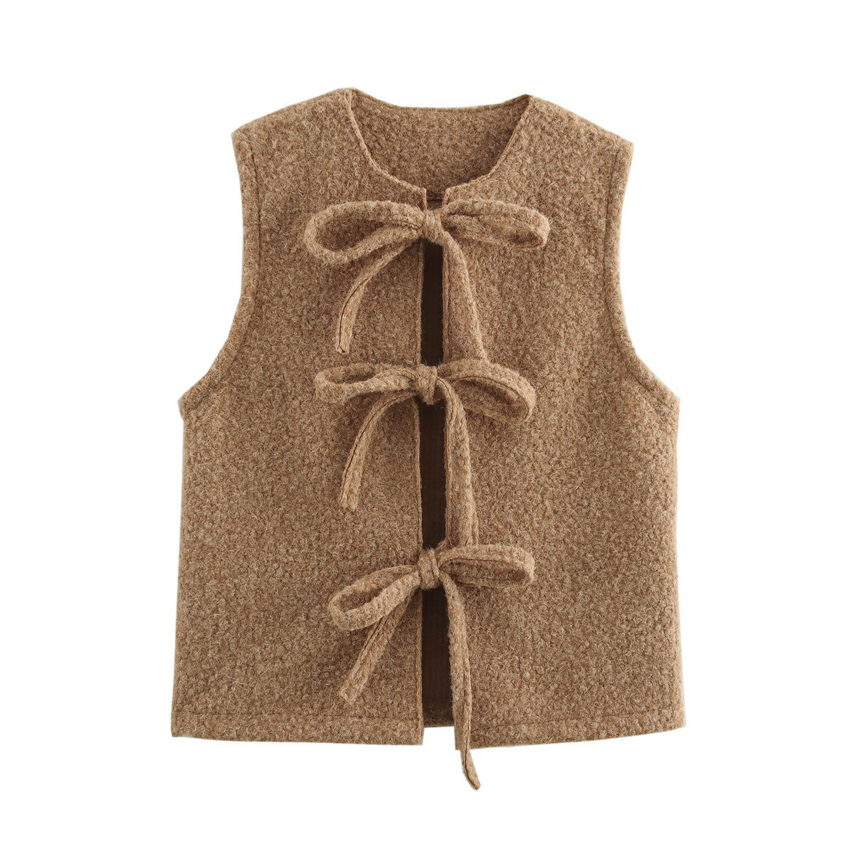 Damen elegante Strickweste mit dekorativen Schleifen