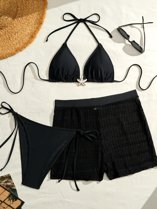 Damen Bikini-Set mit verstellbarem Oberteil und komfortablem Hosenrock R&B
