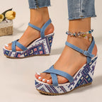 Damen Wedge-Sandalen mit verstellbarem Riemendesign und komfortabler gepolsterter Sohle