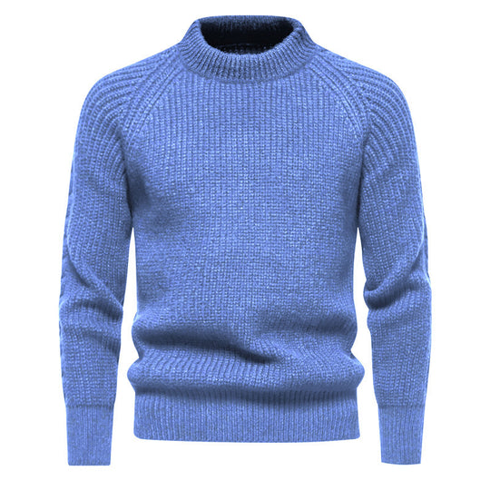 Herren kuscheliger Strickpullover mit hohem Kragen und Raglanmuster R&B