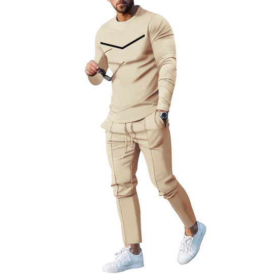 Herren Sportliches Freizeit-Set mit atmungsaktivem Langarmshirt und bequemen Jogginghosen R&B