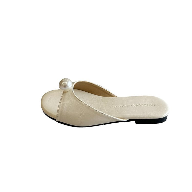 Damen elegante Mules mit Perlenakzent R&B