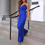 Damen eleganter Jumpsuit mit schmalen Trägern und einem fließenden Schnitt R&B