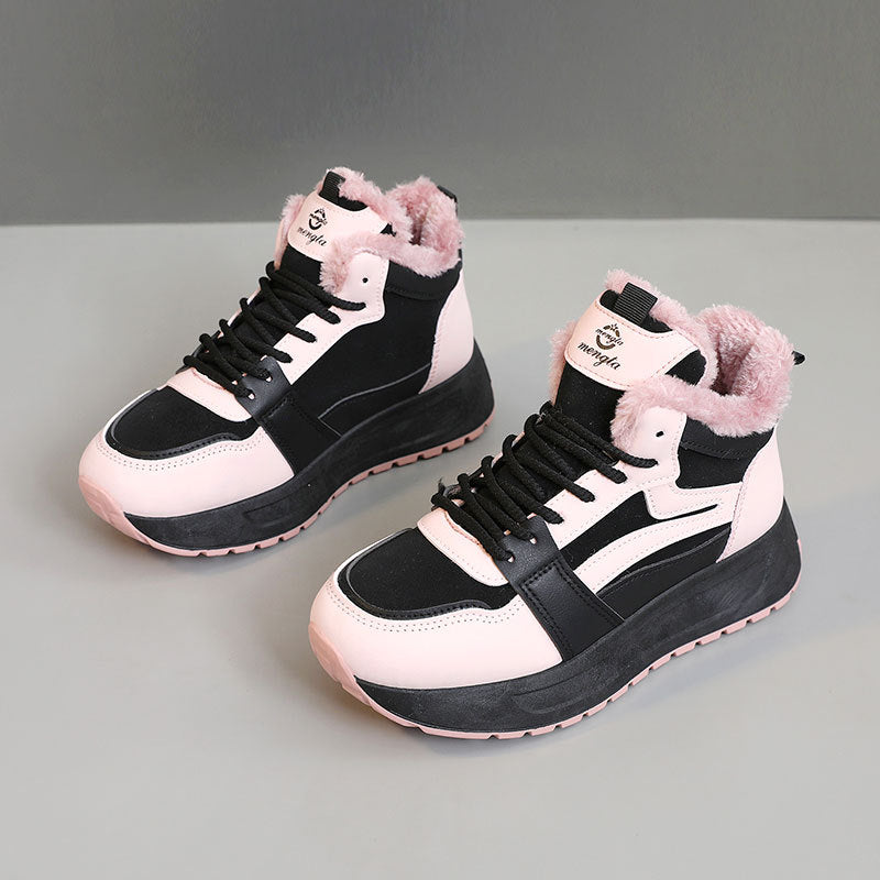 Damen modische High-Top Sneakers mit warmem Innenfutter und rutschfester Sohle R&B