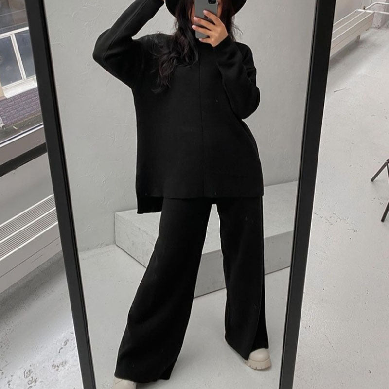 Damen lässiges Strickensemble mit weitem Schnitt und hohen Komfort R&B