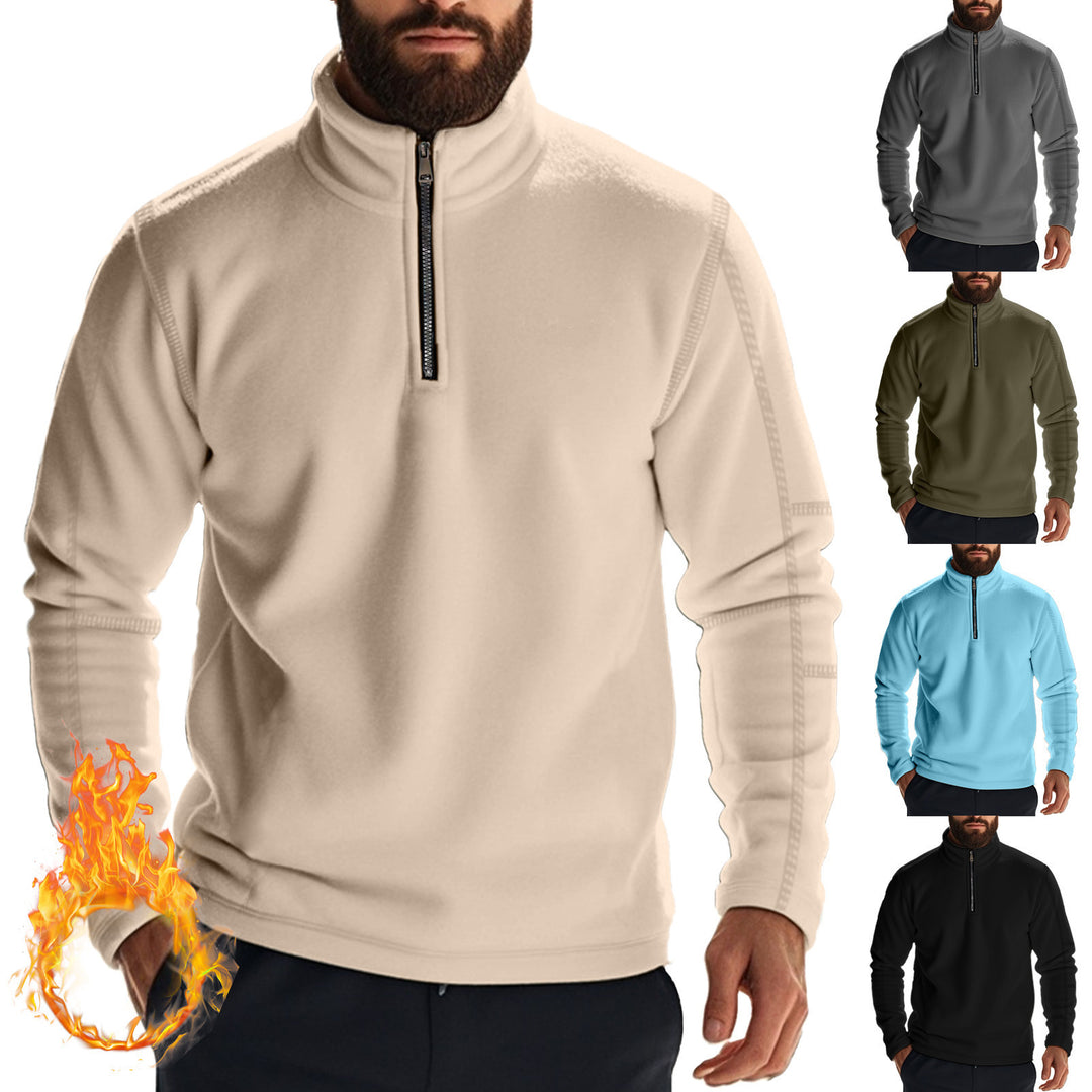 Herren Fleece-Oberteil mit kurzem Reißverschluss und hohem Kragen R&B