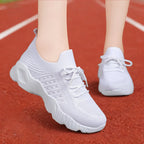 Damen atmungsaktive und flexible Fitness-Sneaker mit elastischer Schnürung R&B