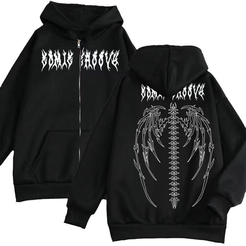 Damen Kapuzenjacke mit auffälligem Gothic-Design und bequemer Passform