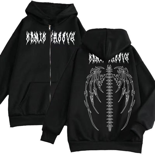 Damen Kapuzenjacke mit auffälligem Gothic-Design und bequemer Passform R&B