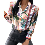 Damen floral bedruckte Bluse mit elegantem Satinfinish R&B