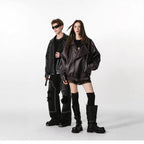 Damen Kunstlederjacke mit hohem Kragen und lässigem Schnitt