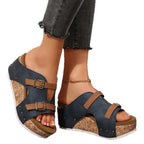 Damen modische Clogs mit Korksohle und dekorativen Schnallen R&B