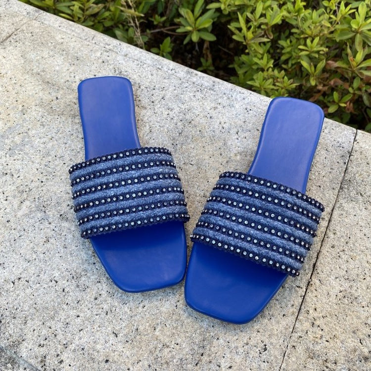 Damen bequeme Slides mit modischen Riemen R&B
