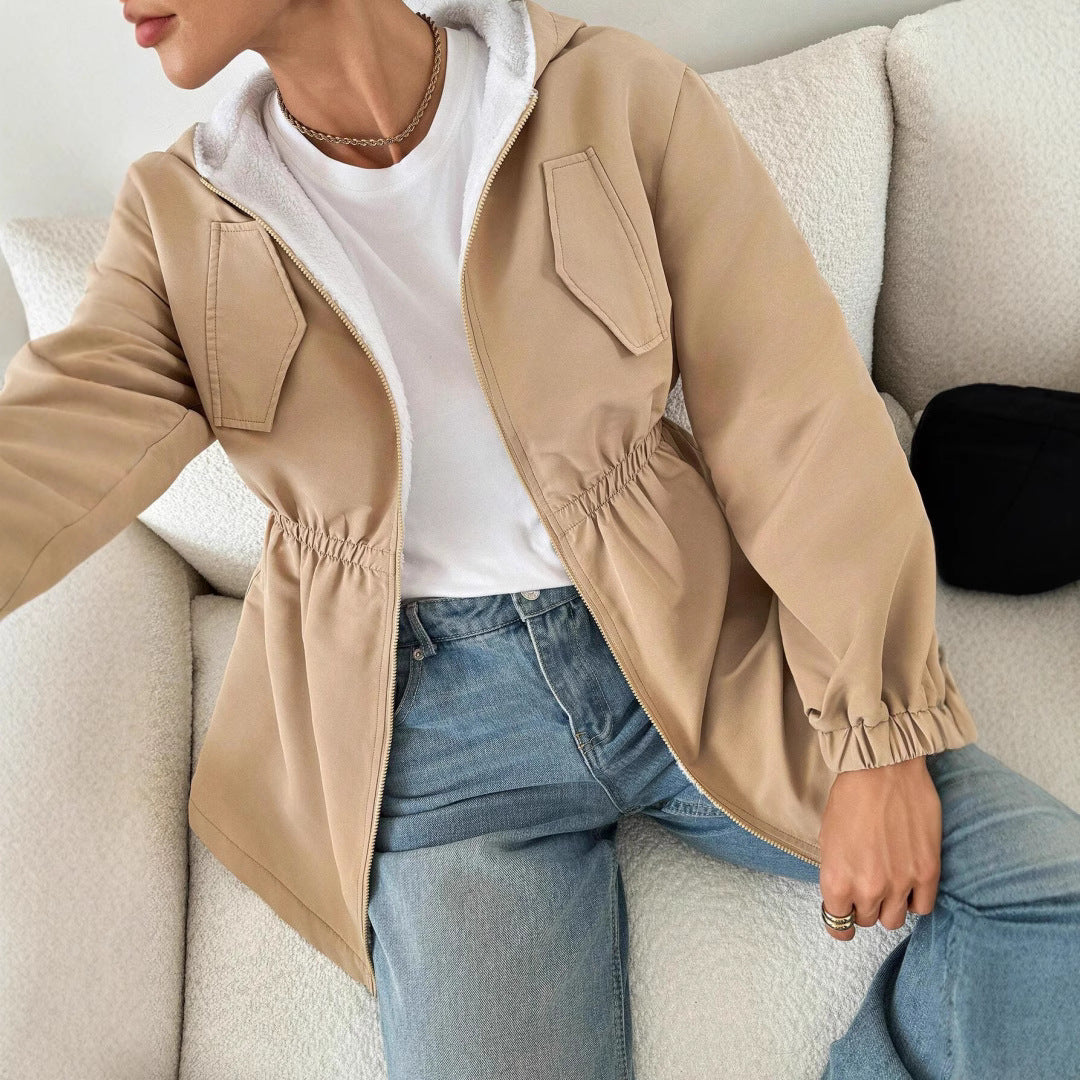 Damen Freizeitjacke mit verstellbarem Bund und Kapuze R&B
