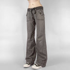 Damen Flared Pants mit modischem Taillengürtel R&B