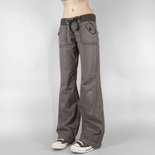 Damen Flared Pants mit modischem Taillengürtel R&B