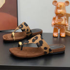 Damen Elegante Zehentrenner-Sandalen mit goldfarbener Applikation R&B