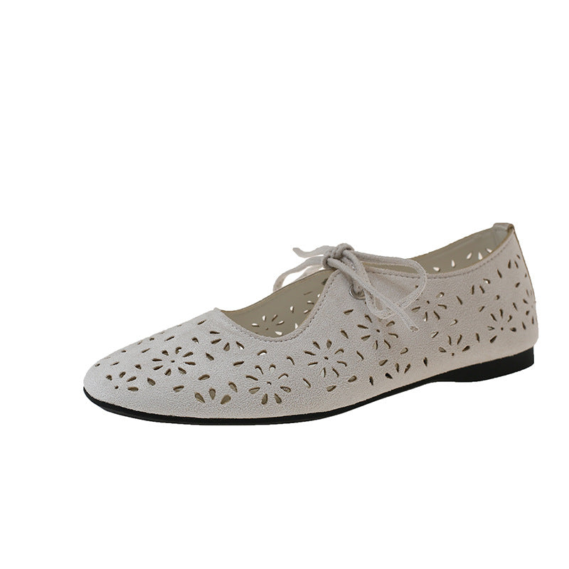 Damen Ballerinas mit luftigem Lochmuster und bequemem Schnürdesign R&B