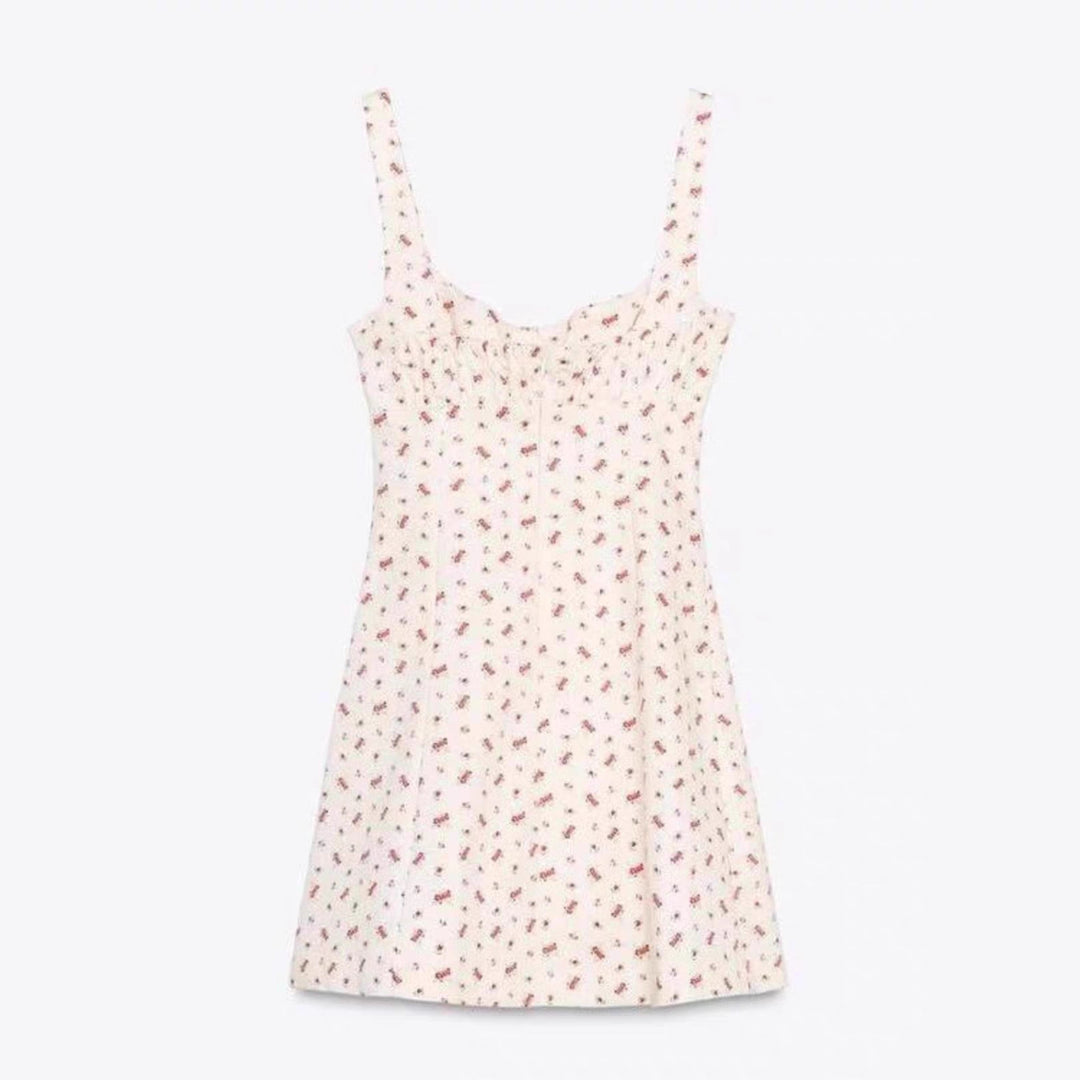 Damen Minikleid mit zartem Blumenmuster und schmalen Trägern R&B