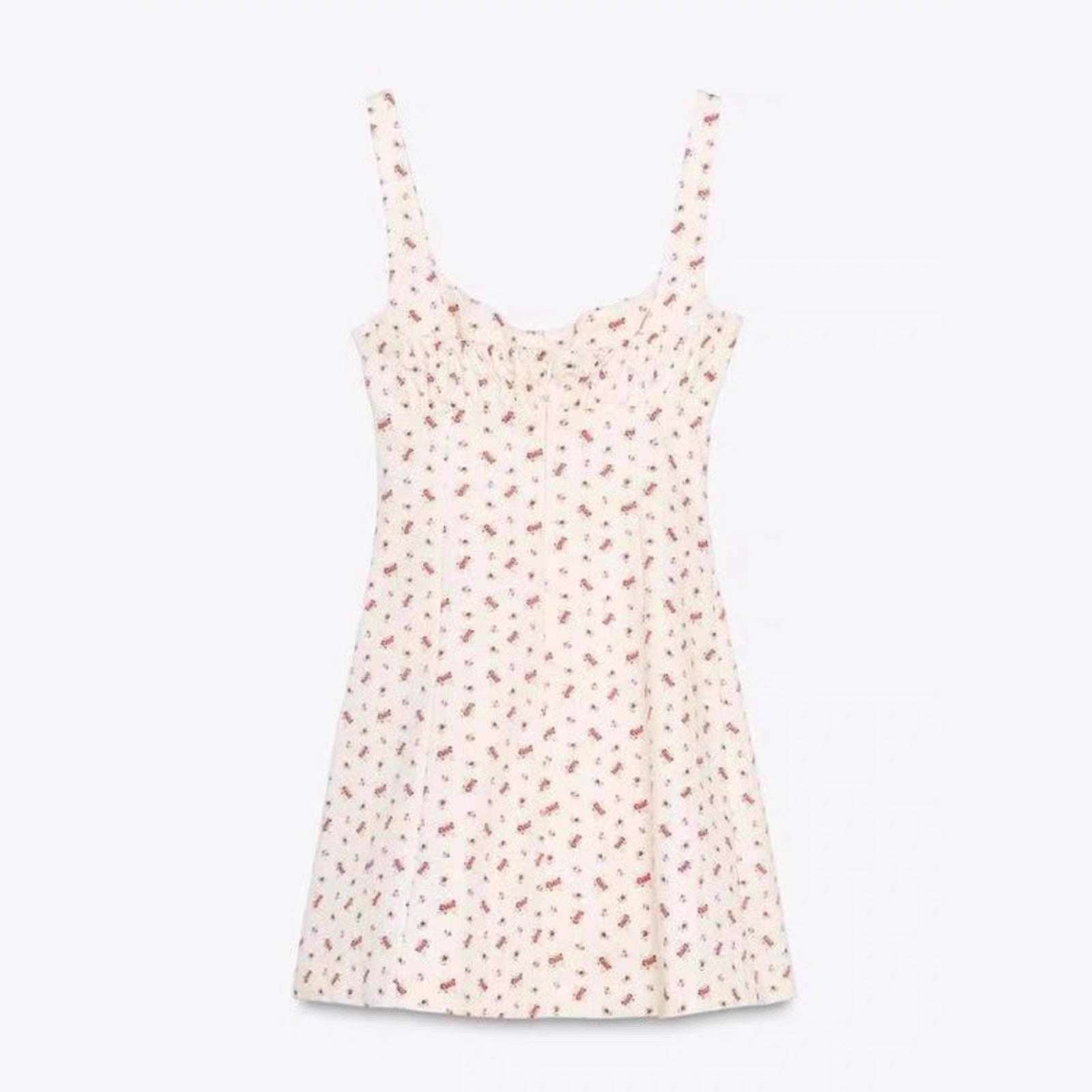 Damen Minikleid mit zartem Blumenmuster und schmalen Trägern R&B