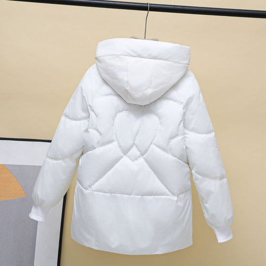 Damen gesteppte Winterjacke mit Kapuze und Herzdetails R&B