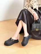 Damen Clogs mit stilvollem Wabenmuster und komfortablem Plateau R&B