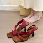 Damen elegante und moderne High Heel Sandalen mit breiten Riemen R&B