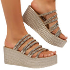 Damen Plateau-Sandalen mit geflochtenem Riemen-Detail R&B