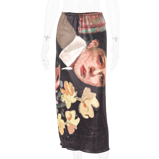 Damen cropped T-Shirt mit künstlerischem Druck und figurbetonter Passform R&B
