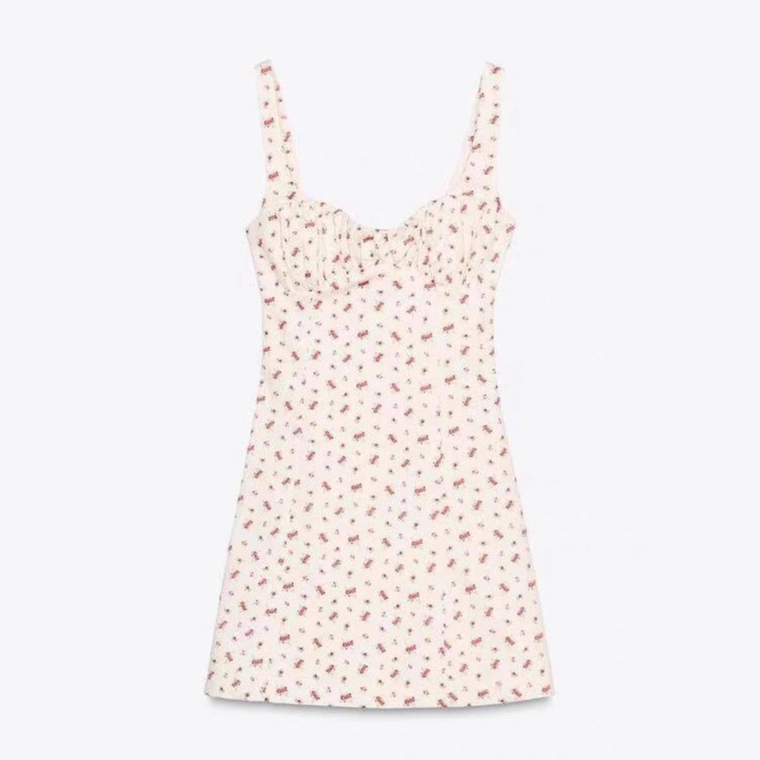 Damen Minikleid mit zartem Blumenmuster und schmalen Trägern R&B