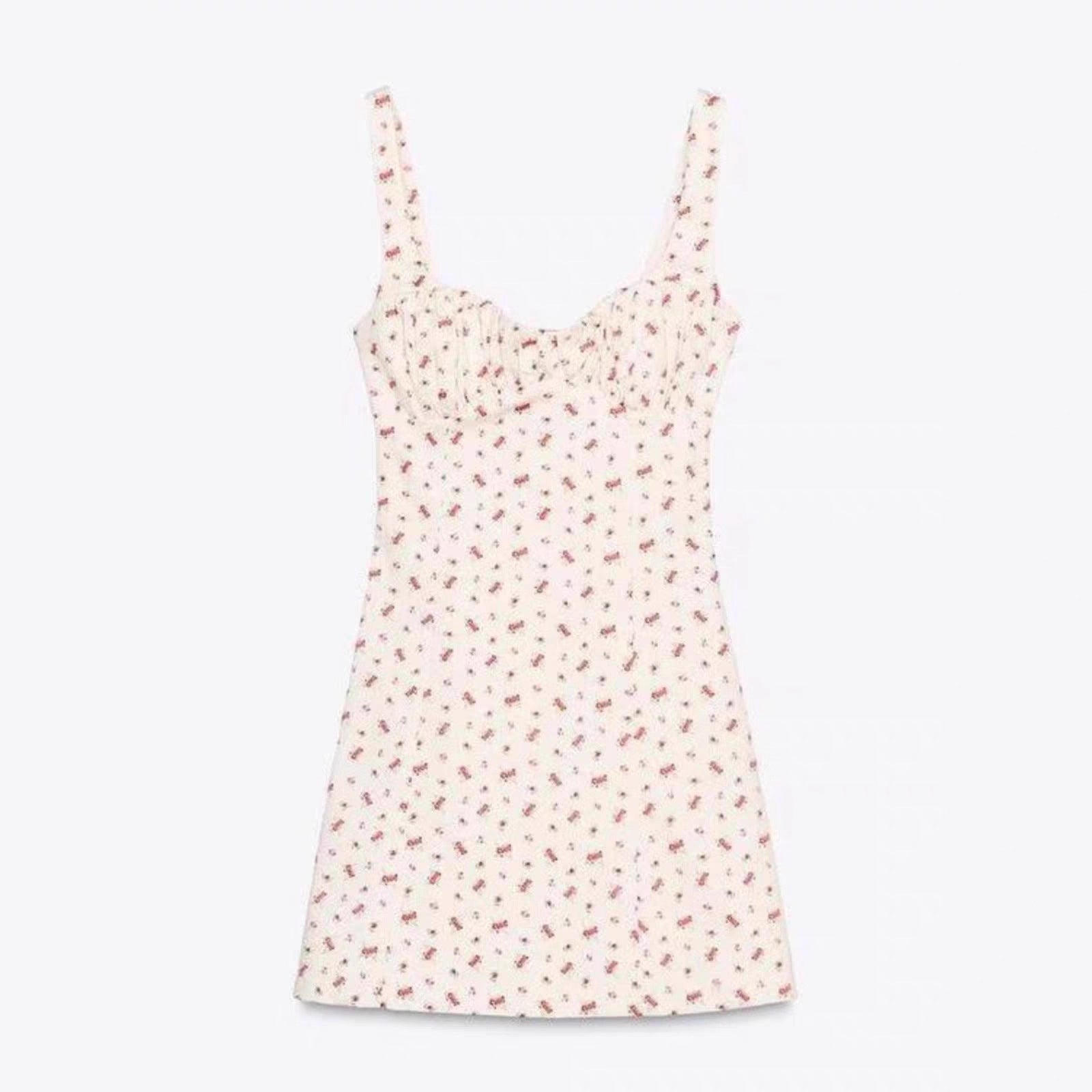 Damen Minikleid mit zartem Blumenmuster und schmalen Trägern R&B