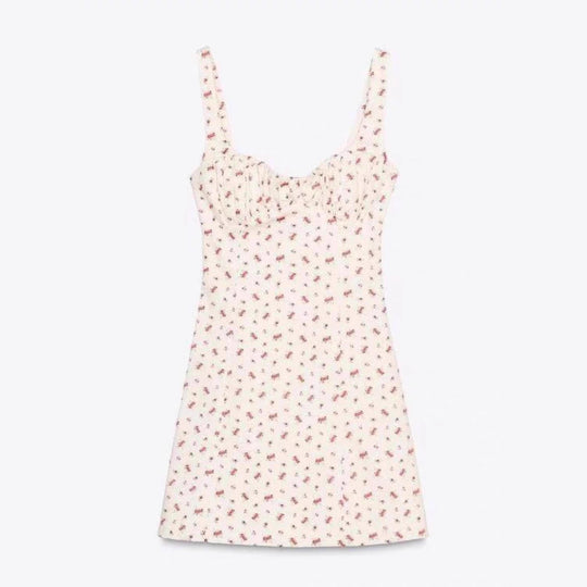 Damen Minikleid mit zartem Blumenmuster und schmalen Trägern R&B
