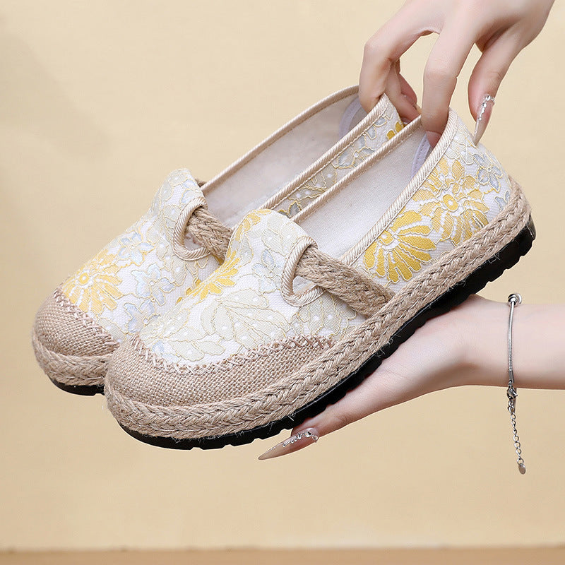 Damen bequeme Slip-On Freizeitschuhe mit floralem Dekor R&B
