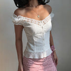 Damen Elegantes Blusenoberteil mit verspielten Puffärmeln und Knopfleiste R&B