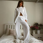 Damen Lässiges Lounge-Set aus atmungsaktivem Baumwollstoff R&B