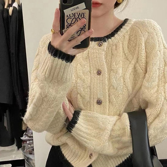 Damen Grobstrick Cardigan mit elegantem Zopfmuster R&B