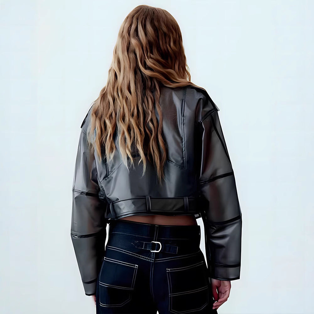 Damen trendige Vinyljacke mit asymmetrischem Schnitt und modernen Details R&B