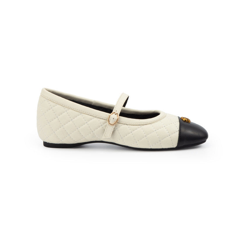 Damen Ballerinas mit glänzender Stepp-Optik und eleganter Riemchenverzierung R&B
