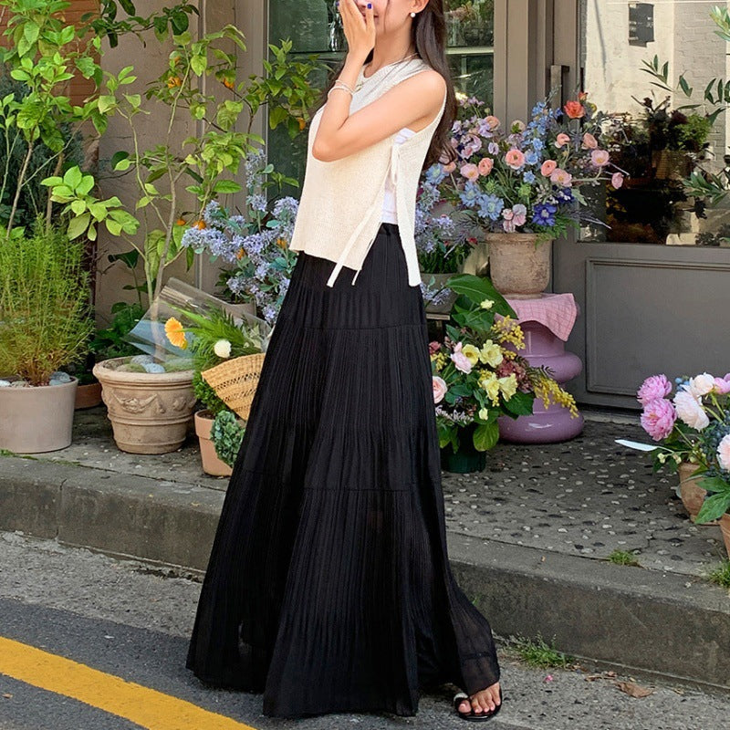 Damen Falten Maxi Rock