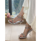 Damen elegante High Heel Sandalen mit funkelndem Strass R&B