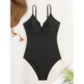 Damen Einteiler Badeanzug mit stilvollem Cut-Out und modischem V-Ausschnitt R&B