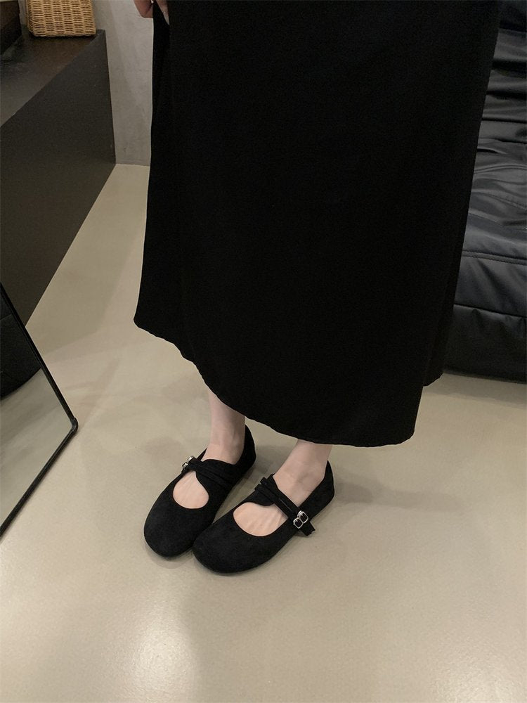 Damen bequeme Ballerinas mit modischem Riemchen und rutschfester Sohle R&B