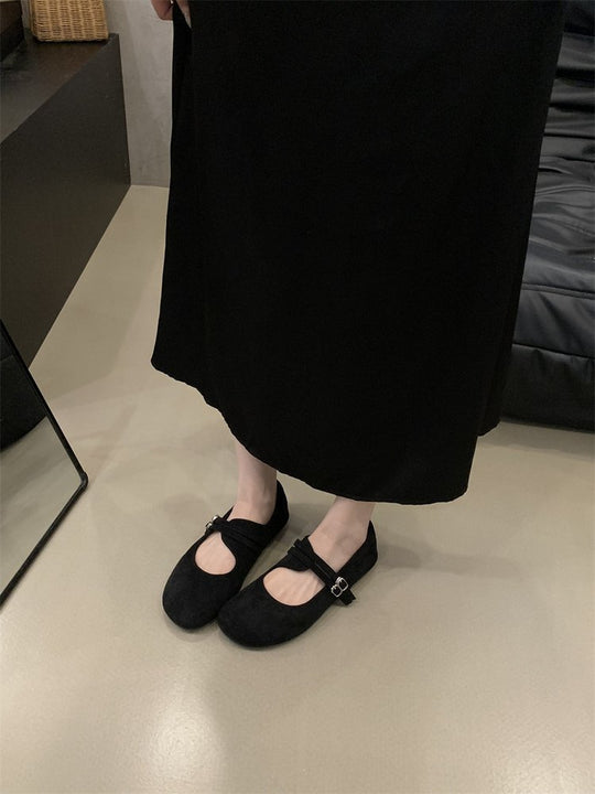 Damen bequeme Ballerinas mit modischem Riemchen und rutschfester Sohle R&B