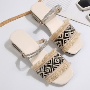 Damen modische Sandalen mit Fransen und glitzernden Riemen R&B