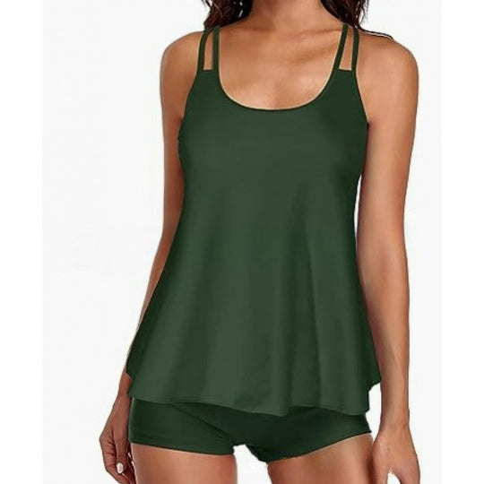 Damen Sportliches Tankini-Set mit bequemem Shorts und verstellbaren Trägern R&B