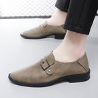 Herren eleganter Leder Slipper mit dekorativem Riemen R&B